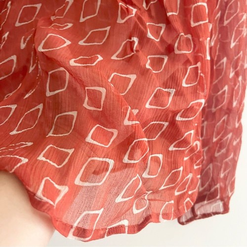 Lucky Brand transparente Bauernbluse groß orange weiß geometrisches Design gesmoktes Top - Bild 10 von 10