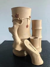 Yixing zisha pottery carved brush Marked