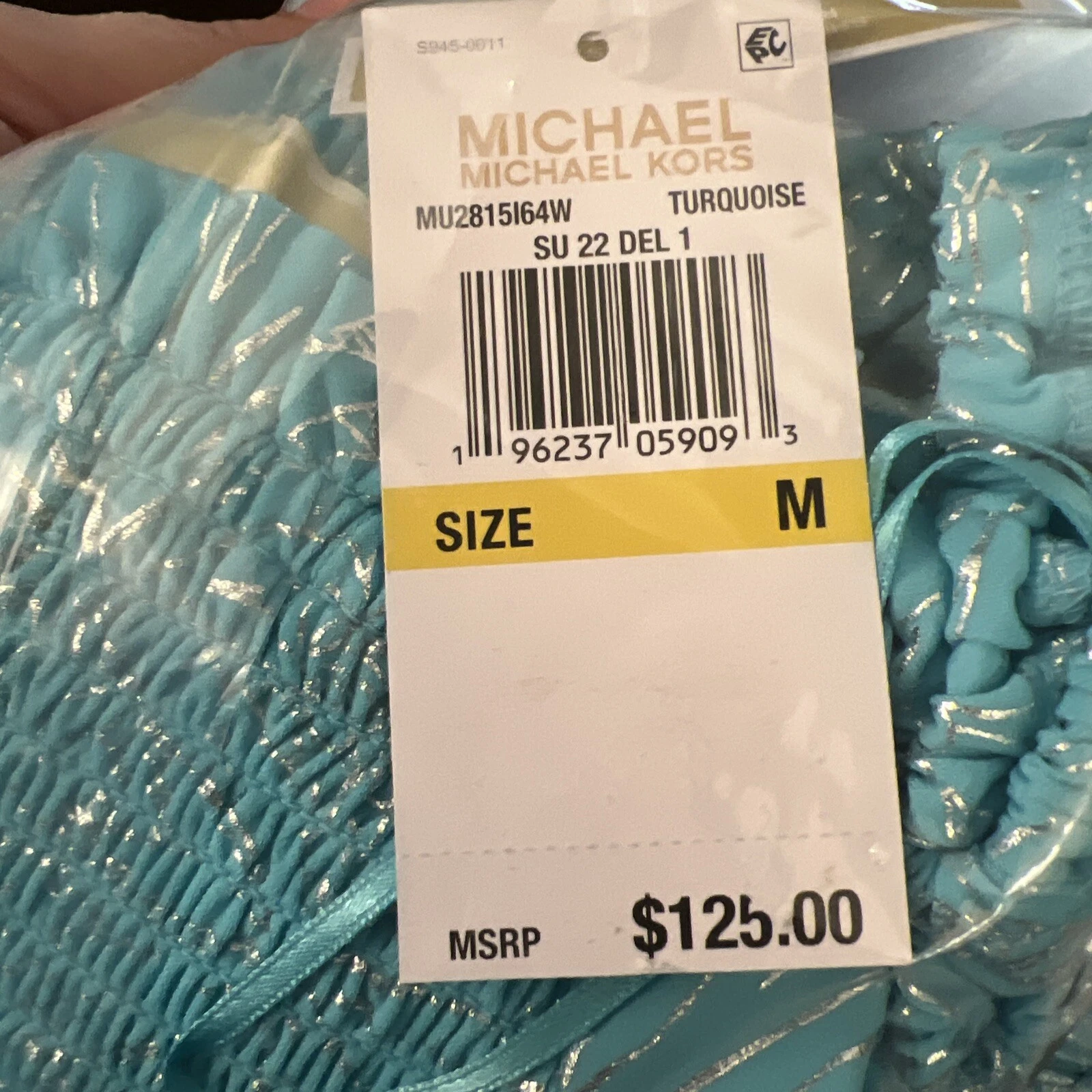 Abito contadino Michael Michael Kors stampa su lamina turchese medio $125