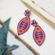Football Earring Sports Earrings , Beaded Earrings, Gift ideas  5342POR