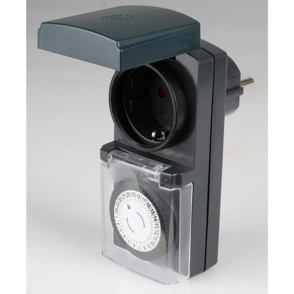 10x HEITECH Elektromechanische Zeitschaltuhr Klappdeckel Außen IP44 Garten Haus - Bild 2 von 4