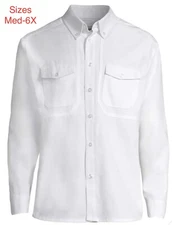 Men's Stain Repel Long Sleeve White Uniform Shirt Industrial Medical Waiter Chef