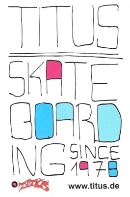 Titus Skateboard Sticker Schwarz Blau Rosa Weiß 8x12cm Rechteckig