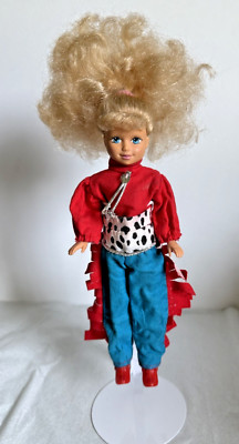 Vintage 90s Blonde Curly Kid Kore Katie Doll W Cowgirl Outfit & Boots 
