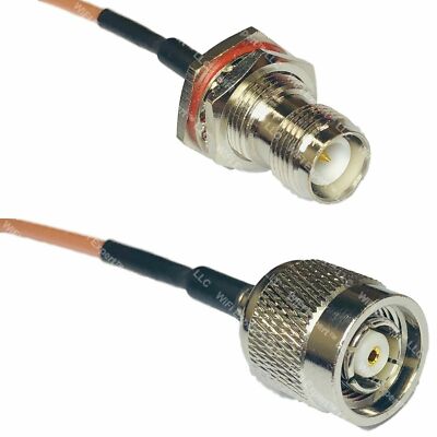 RG316 RP-TNC FEMALE BULKHEAD to RP-TNC MALE Coaxial RF Pigtail Cable USA