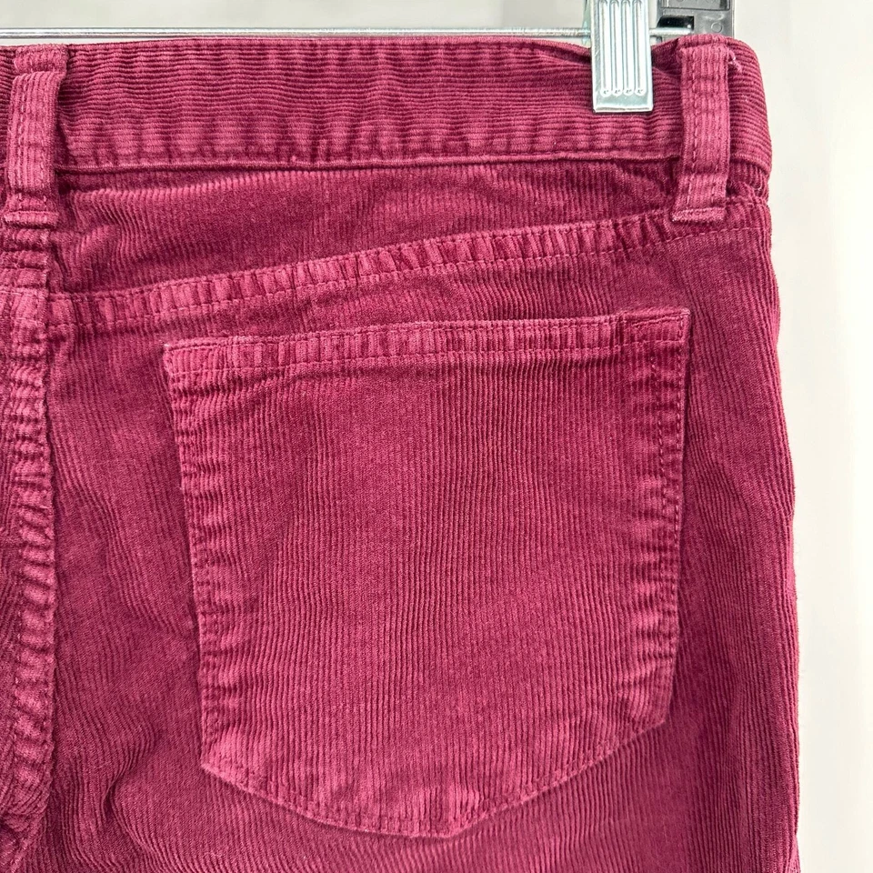 Pantalones de mezclilla J Crew talla 27 rojos ajustados al tobillo palillo de dientes brillante vibrante pana Foto 3 de 4