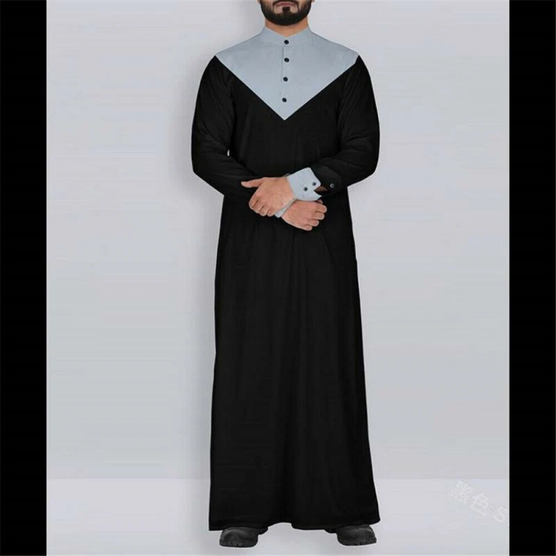 Para hombres Manga Larga Musulmana Ropa Arabia Saudita Jubba Kaftan Thobe Vestido Largo Bata Foto 2 de 4