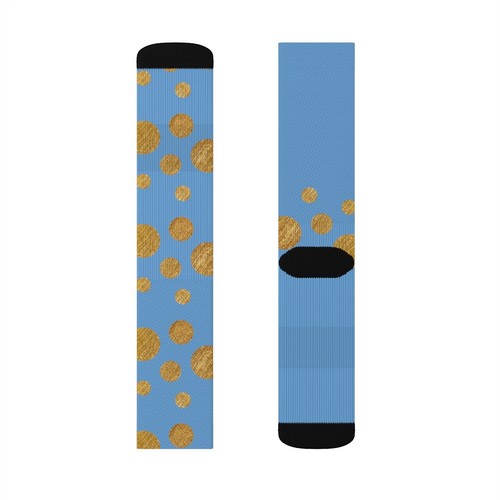 Gold and Light Blue Splash Socks - Picture 13 of 13