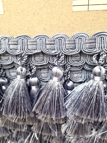 Tassel Fringe Braid & Tassel Trimming Jones Impress Blue Trim 12.5m Curtain Edge - Picture 4 of 7