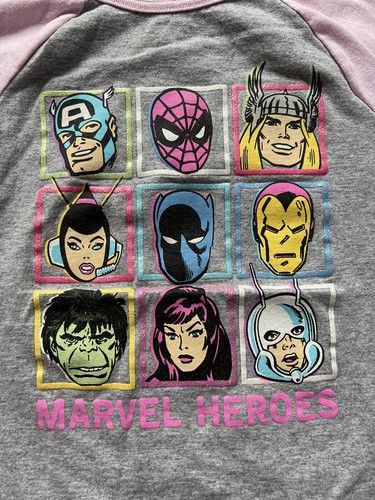 Marvel Heroes Girls Shirt 7 Pink Gray - Picture 2 of 3