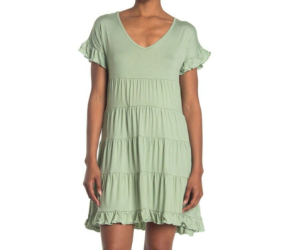 Angie V-Neck Tiered Dress - Seagrass at Nordstrom Rack