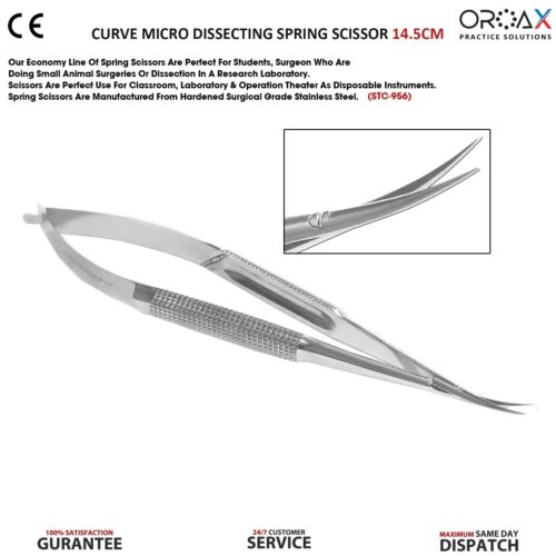 Micro resorte dental curva de tijeras 14,5 cm cirugía oftálmica microcirugía de párpados - Imagen 2 de 3