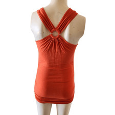 Y2K neon orange tangerine mini short dress bodycon sleeveless small