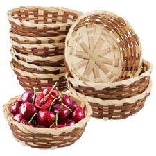 10 Pack Woven Basket, 7 x 7 x 2.4 Inch Round Fruit Bread Food Storage Basket ...