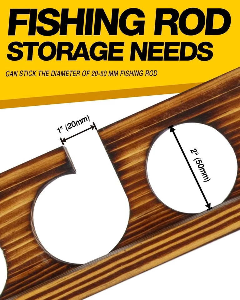 Ghosthorn tiene capacidad para 12 cañas caña de pescar bastidores de pared o 2 juegos, marrón  Foto 4 de 4