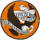 VINTAGE HARLEY DAVIDSON MOTORCYCLES PORCELAIN DEALERSHIP SIGN GAS OIL QUALITY