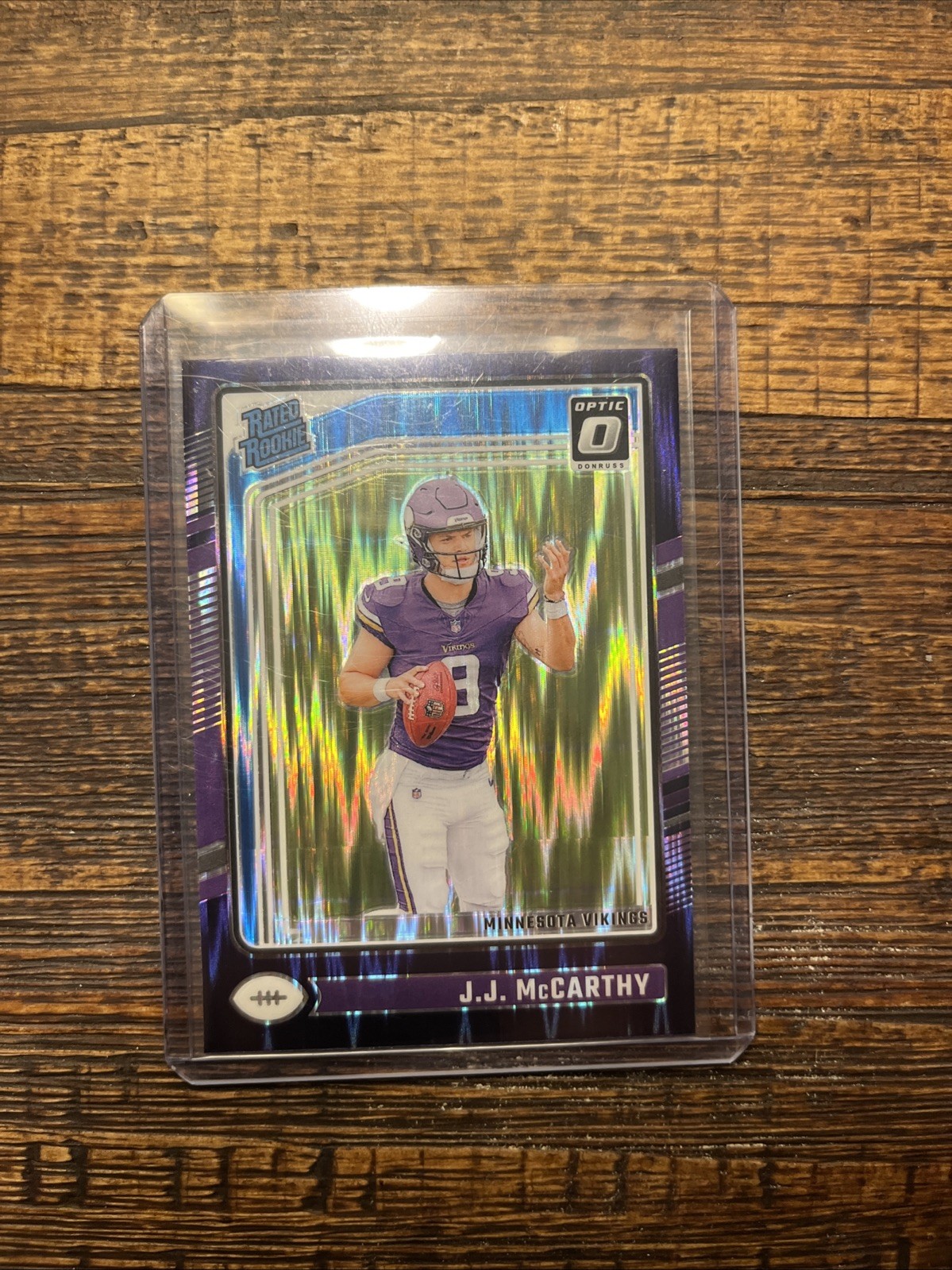 2024 Panini Donruss Optic - Rated Rookie J.J. McCarthy #235 Purple Shock Prizm