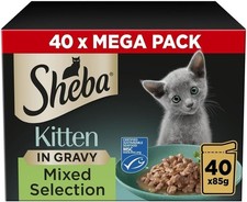 40 x 85g Sheba Sauce Collection Adult Wet Cat Food Pouches Mixed Fish in Gravy 5.33 per kilo