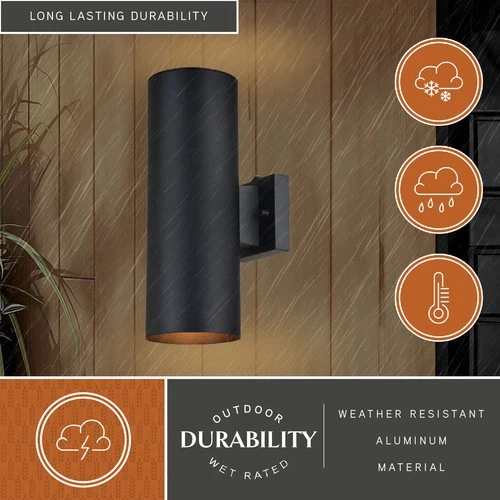 Vaxcel Lighting T0653 Chiasso 2 Light 14" Tall Outdoor Wall - Black - Picture 11 of 12