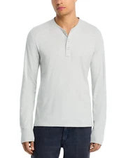 RAG & BONE Men's Long Sleeve Classic Flame Henley T-Shirt, Grey Ice, Size L