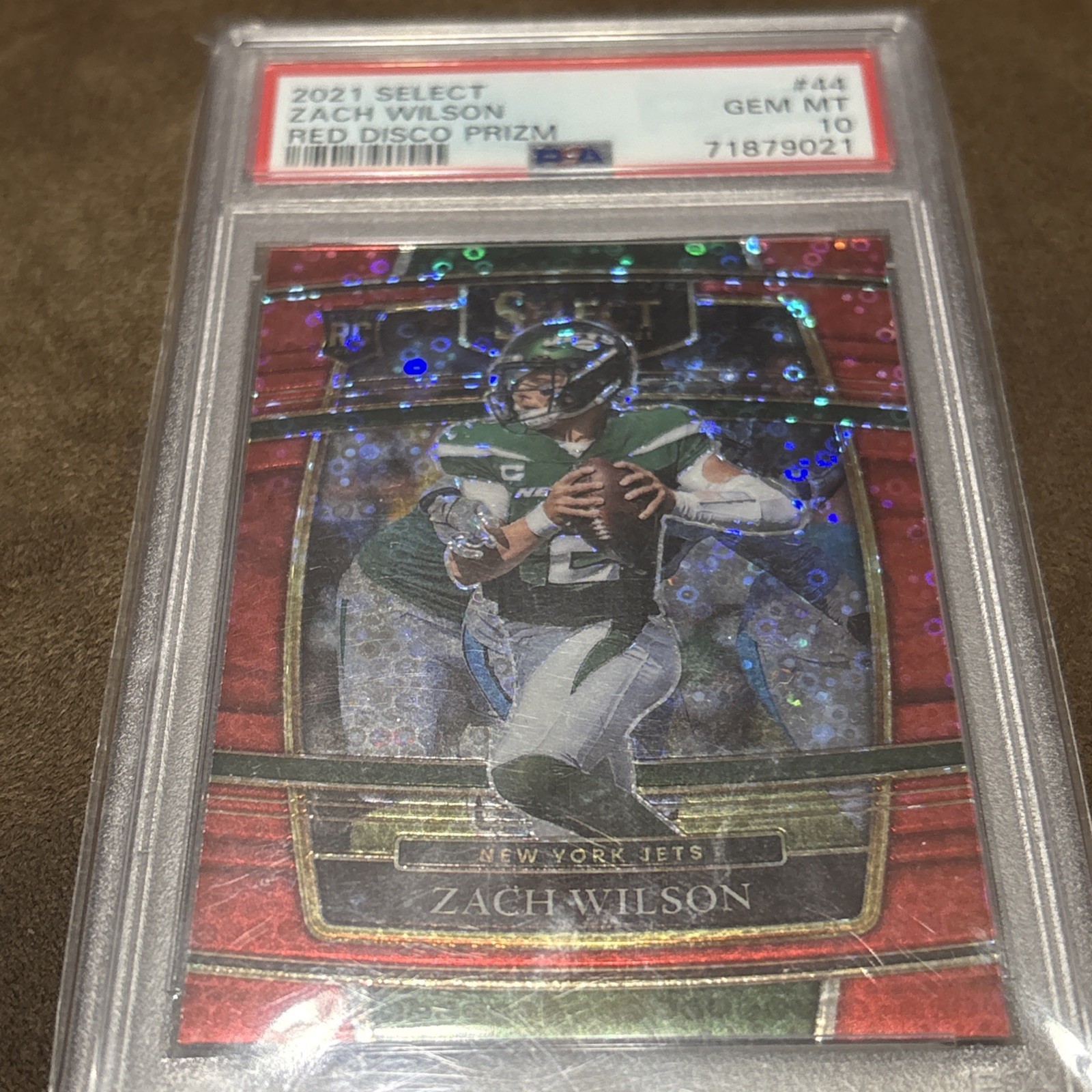 2021 Panini Select Concourse Zach Wilson #44 Red Disco Prizm /49 (RC)