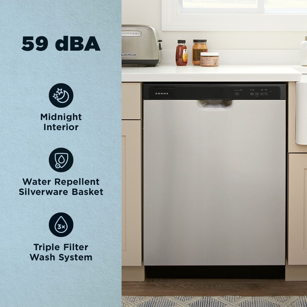 Amana 59 dBA Front Control Built-In Dishwasher - Stainless Steel 2