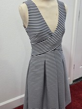 Halston Heritage Women's Sleeveless Striped Fit And Flare Dress Size 4