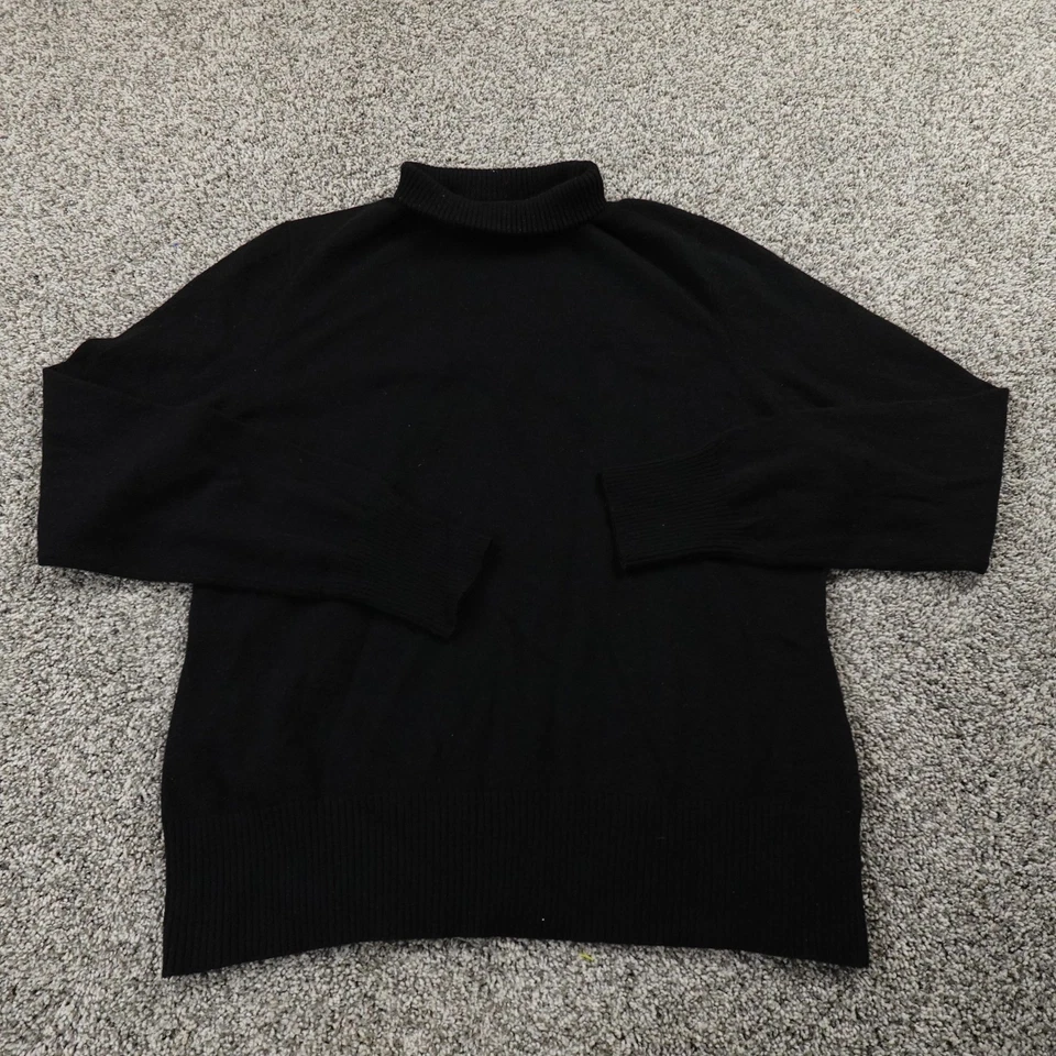 Suéter Investments para mujer L negro cachemir falso cuello tortuga pulóver acogedor suave Foto 2 de 4