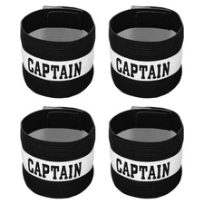 4pcs Captain's Armband Elastic Arm Band for Soccer Team Training Black