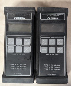 Lot of 2 Omega HH21 Microprocessor Thermometer J-K-T Thermocouple