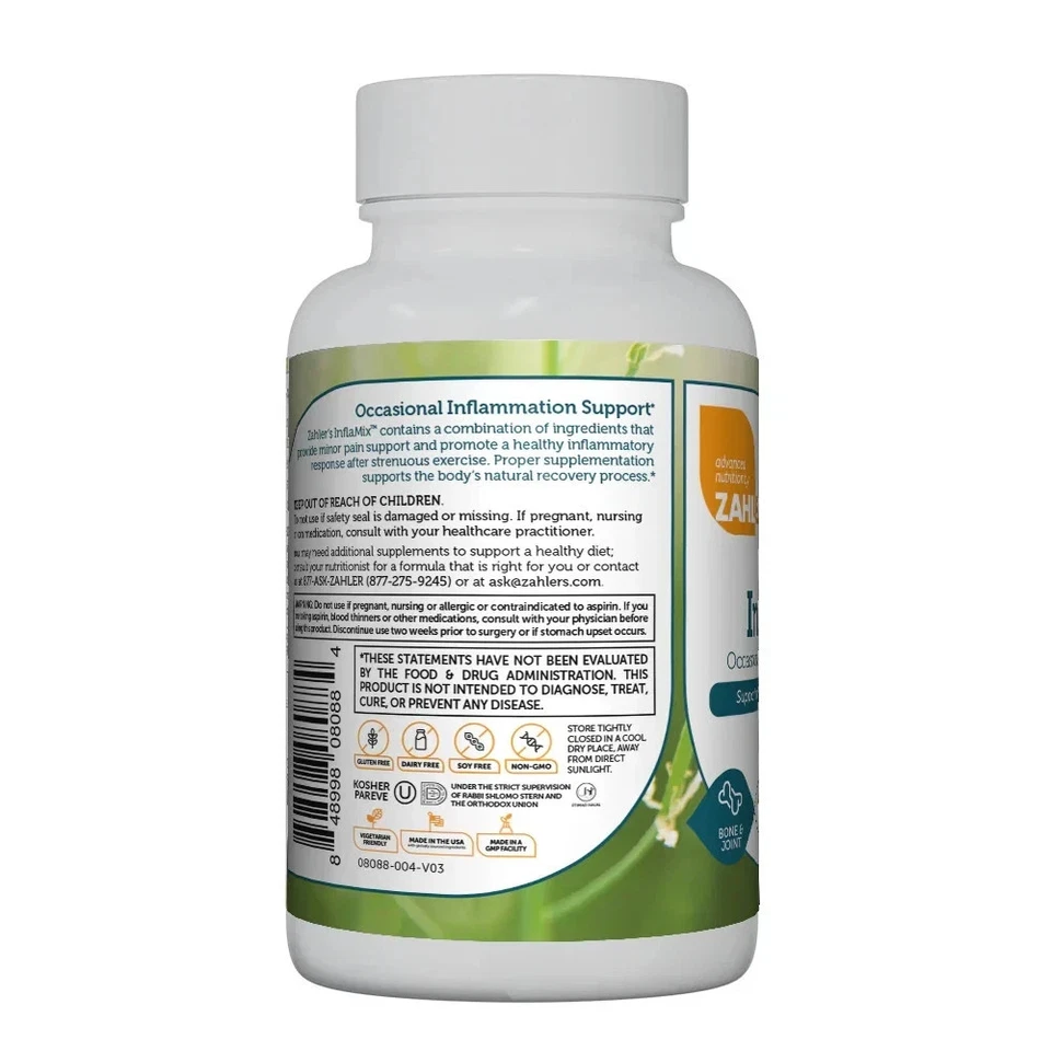 Zahler InflaMix Soporte Inflamatorio Ocasional, 120 Cápsulas, Exp 03/27 Foto 3 de 4