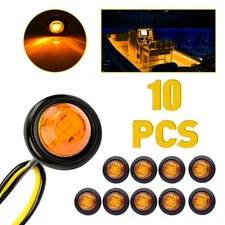 For Truck Trailer 10pcs Amber 12V Round Light Side Marker Clearance Grommet EXXI