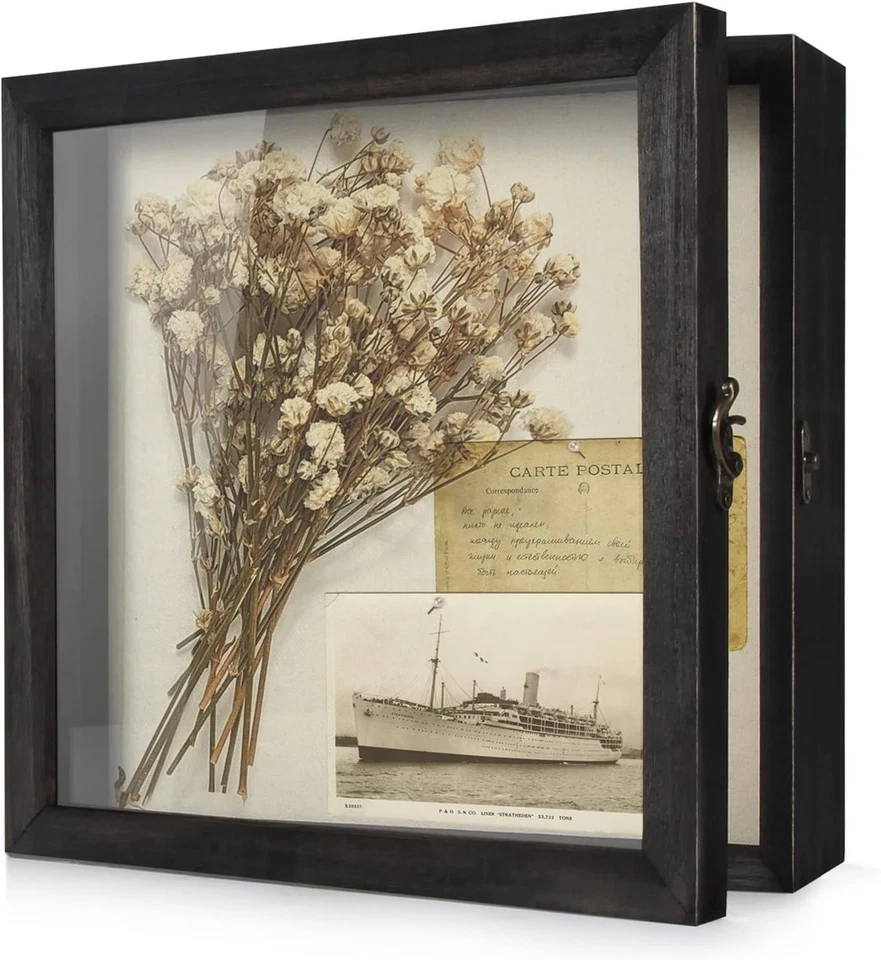 Shadow Box Frame 11x11 Large Memory Display Case with Glass Door Keepsakes - Image 3 of 4