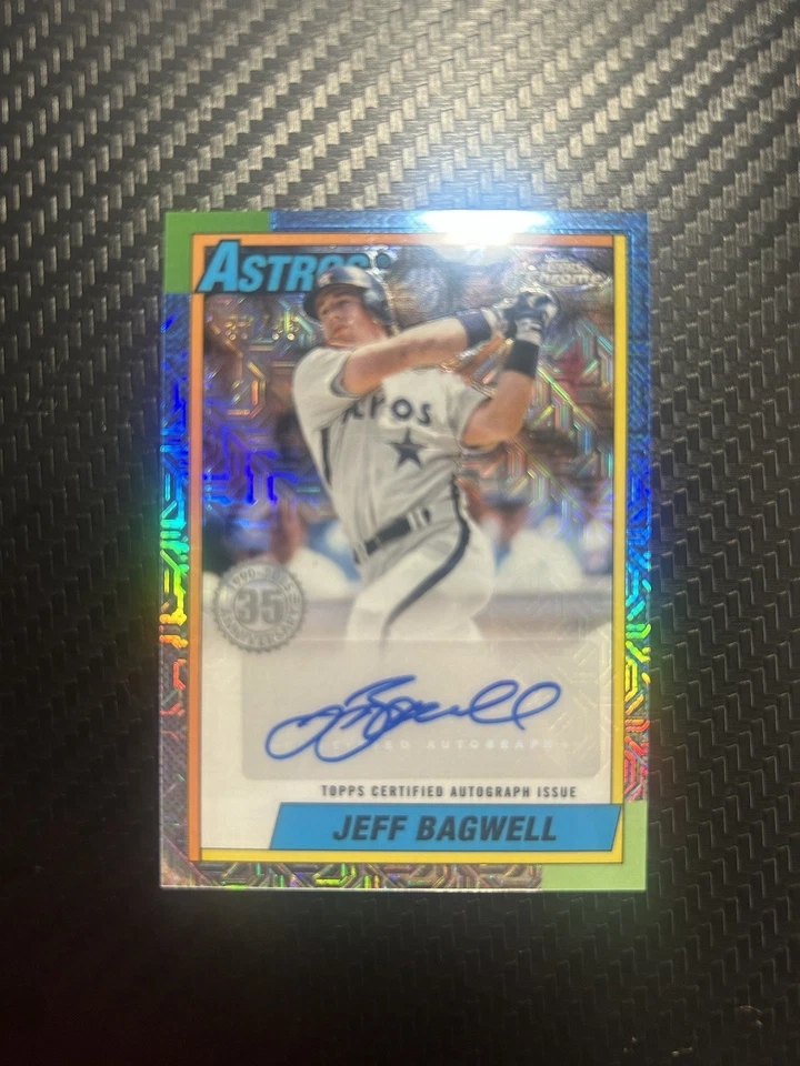 2025 Topps серия 1 Джефф Бэгвелл 1990 Topps хром с автографом 40/99 Mojo переливающаяся - Изображение 3 из 3