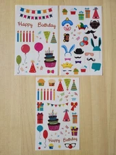 HAPPY BIRTHDAY Celebration Stickers Planner Crafts Scrapbook Shower~3 SHEETS