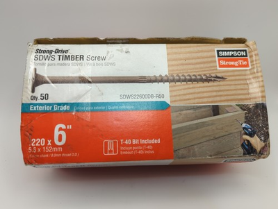 #ad Simpson Strong Tie SDWS22600DB R50 Strong Drive Timber Screws 6quot; 50ct NEW $34.99