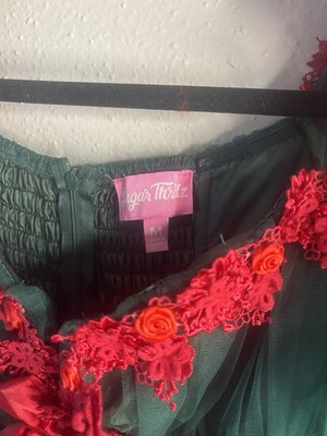 Sugar Thrillz Green Red Fairy Dress M Ruffled Bow Accents Tulle | eBay