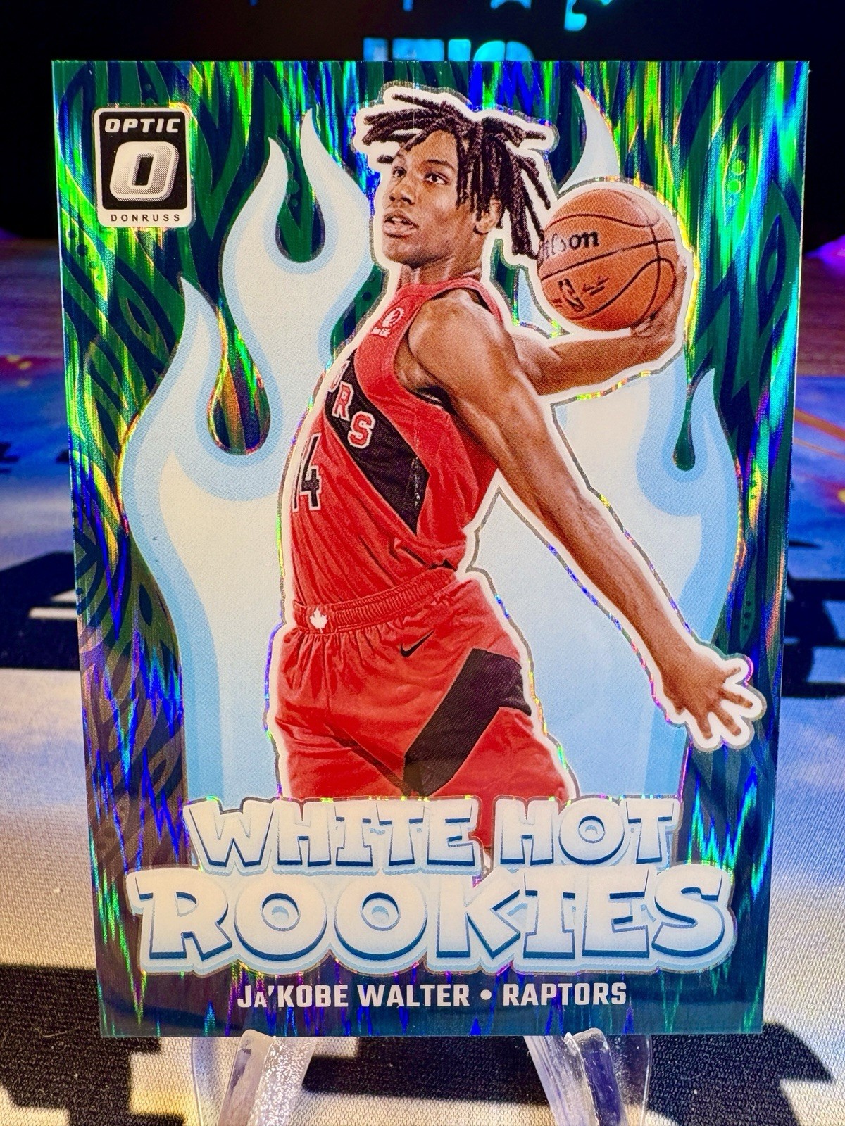 2024-25 Ja'Kobe Walter Panini Donruss Optic White Hot Rookies Green Shock /149