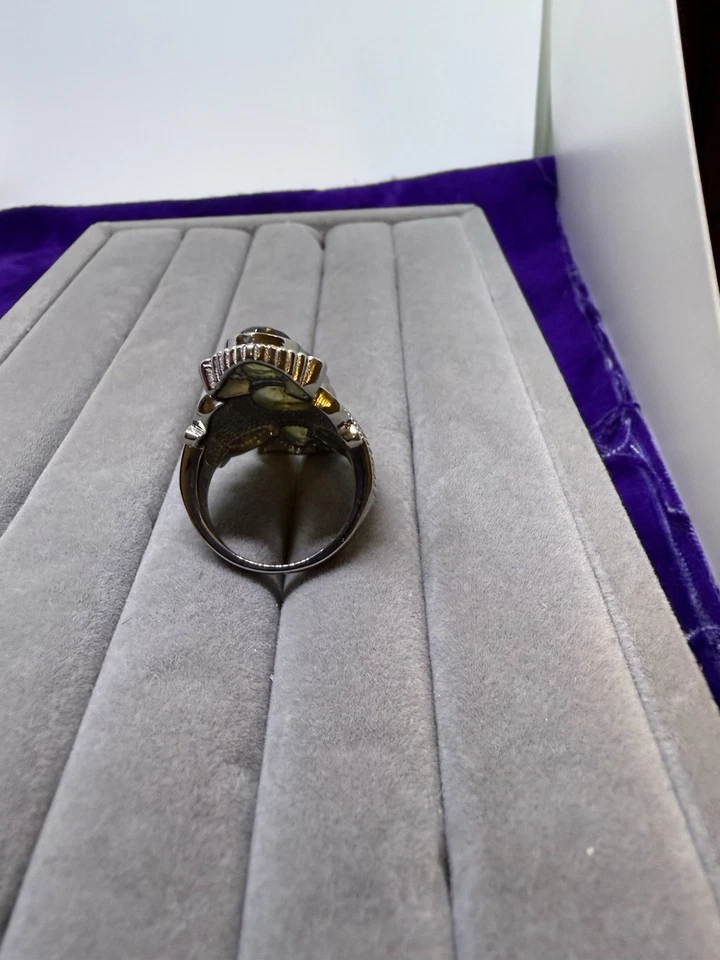 Anillo Laboradite Talla 9, azul Grn. Piedras, 1-3/4 pulg. Largo, acero inoxidable, siempre verdadero Foto 4 de 4