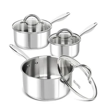 MICHELANGELO Saucepan Set 6pc, 18/10 Stainless Steel Sauce Pan with... Fast Ship
