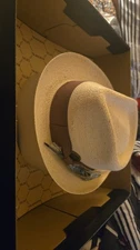 Brixton Teardrop Fedora Straw Hat Medium Natural Beige New with Tags