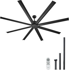 84 in Ceiling Fan without Light, 6-Speed Remote Control, Aluminum 8-Blade, Rever