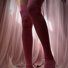 1930s Antique Hand Dyed Pink Combed Cotton Socks