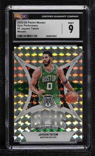 2023-24 Panini Mosaic Epic Performers Mosaic Prizm Jayson Tatum #3 CGC 9 Mint
