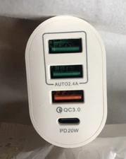 4 In 1 multi-port USB wall charger White