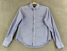 Polo Ralph Lauren Button-Up Shirt Youth Boys Small Blue Check Long Sleeve Cotton