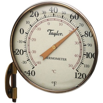 Taylor Precision Products Metal Dial Thermometer Bronze Finish Indoor Outdoor...