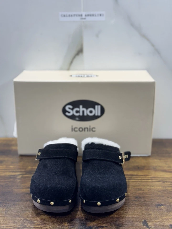 Scholl Pescura Robin Sabot Femme Suède Noir Casual Clogs 41 - Photo 2/4