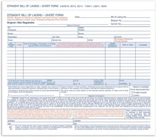 Adams Bill of Lading Short Form, 8.5 X 7.5 Inches, 3-part, 8-1/2W x 7L, White 