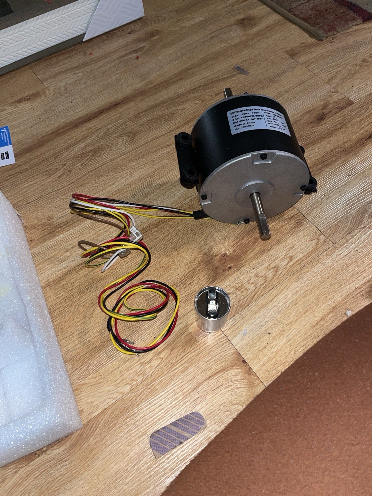 YDK 115V HVAC Fan Motor 3-Speed 1585 RPM 185W w/ 5µF Capacitor – OEM Replacement